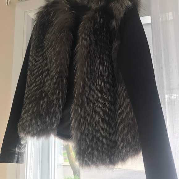 VINCE real fox fur jacket with leather sleeves - Picture 4 of 9